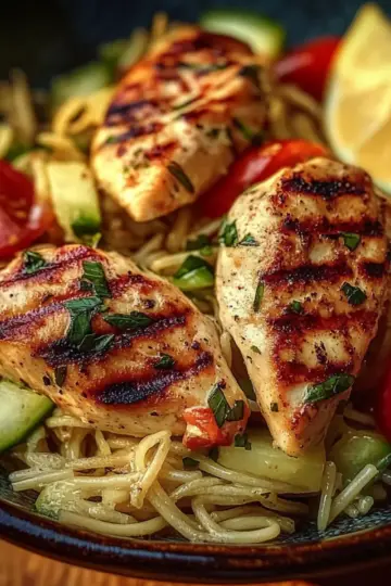 Grilled Chicken Orzo Salad with Avocado
