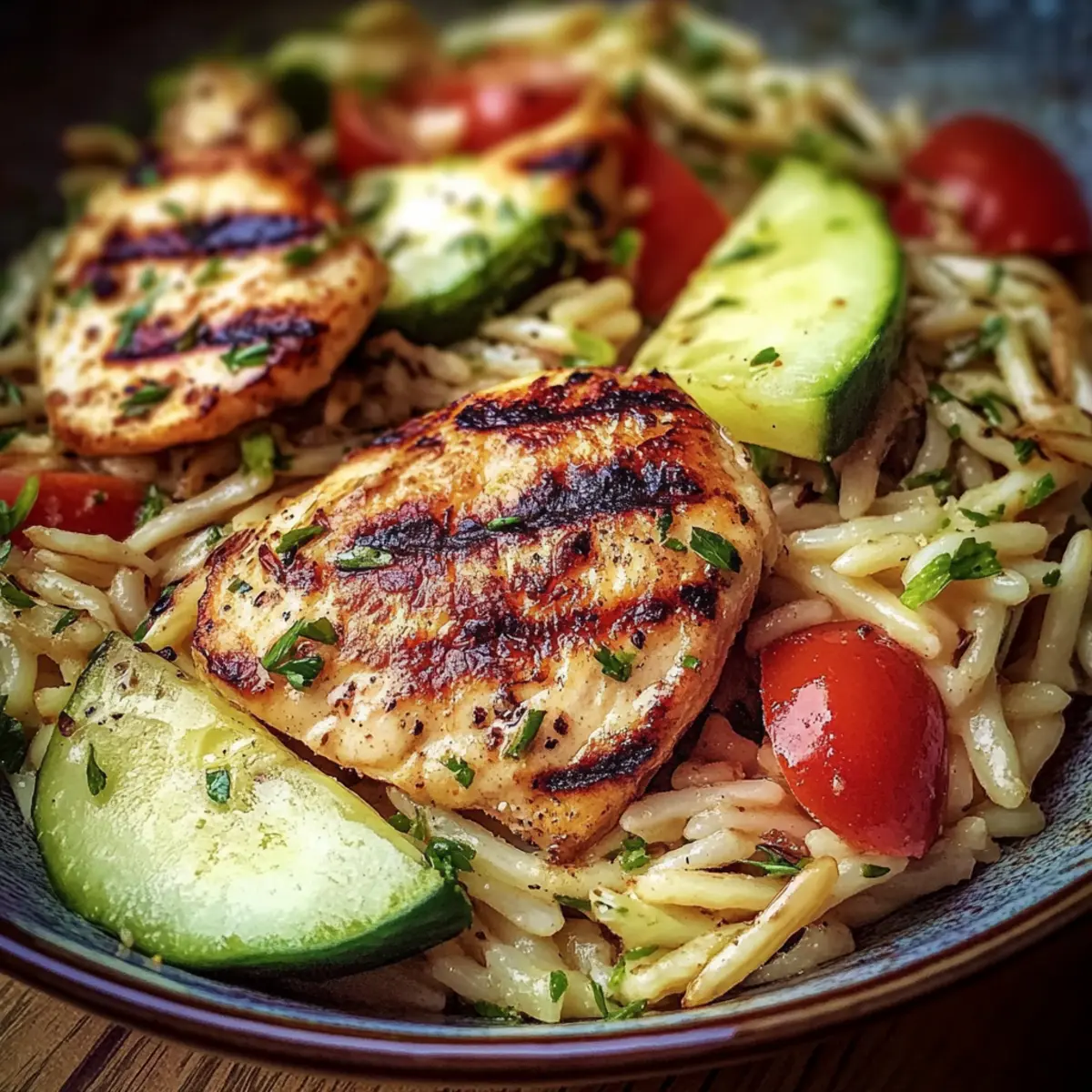 Grilled Chicken Orzo Salad with Avocado