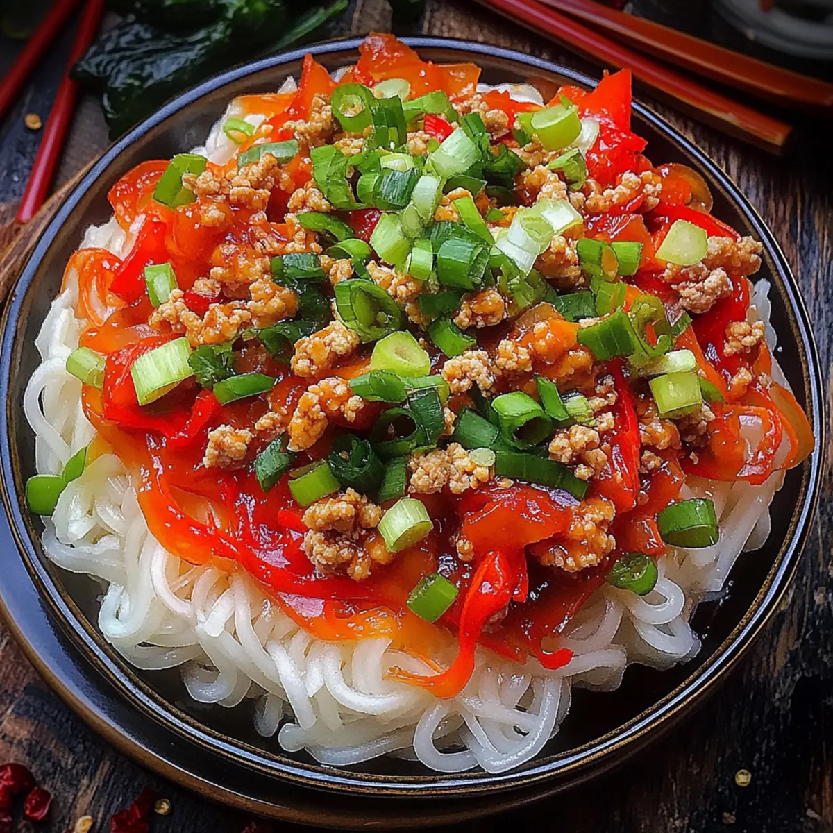 Ground Chicken Sweet Chili Noodles
