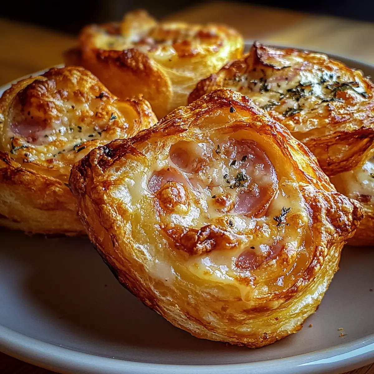 Ham and Cheese Puff Pastry Swirls