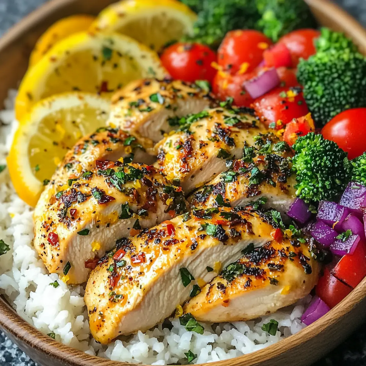 Healthy Lemon Garlic Chicken Meal Prep Bowls