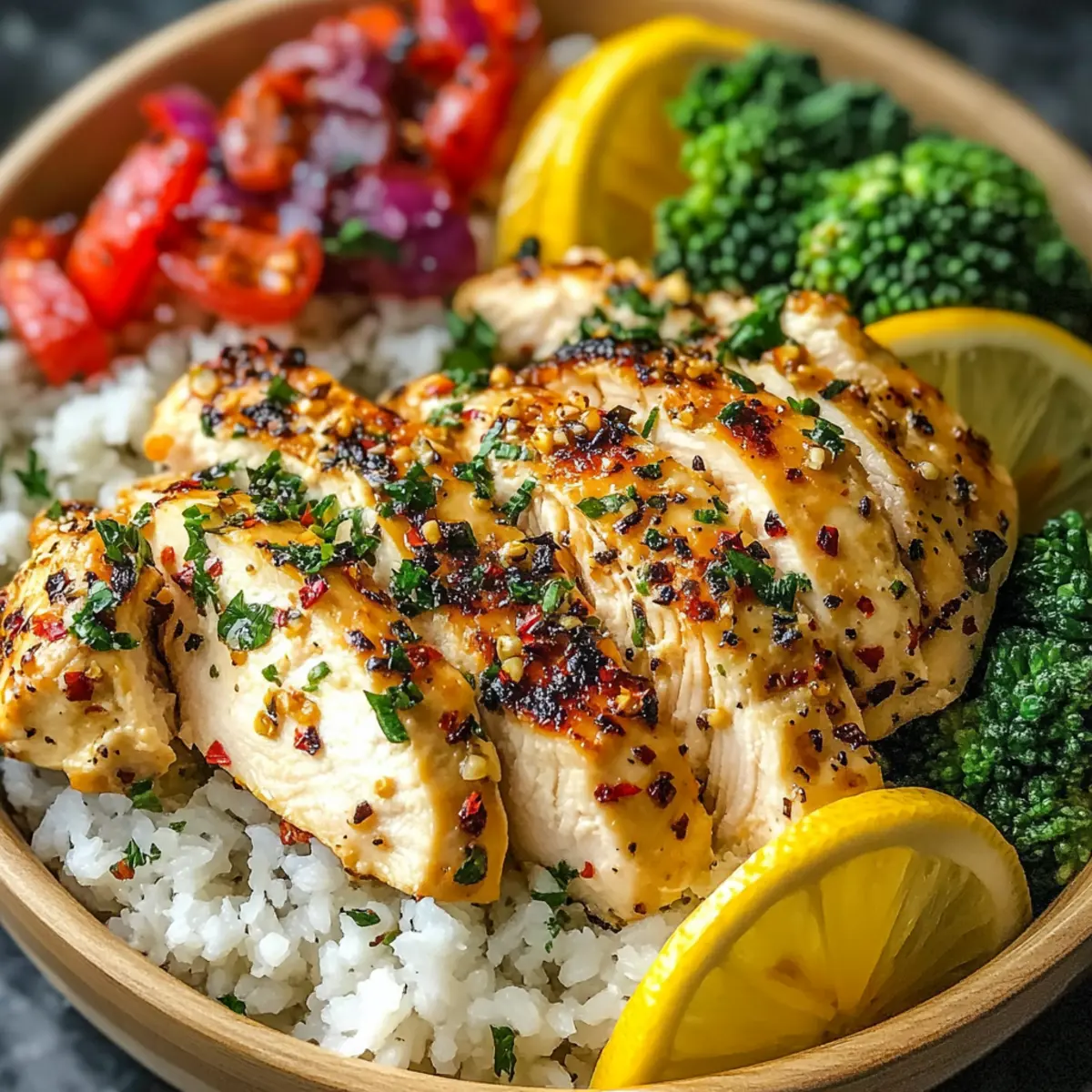 Healthy Lemon Garlic Chicken Meal Prep Bowls
