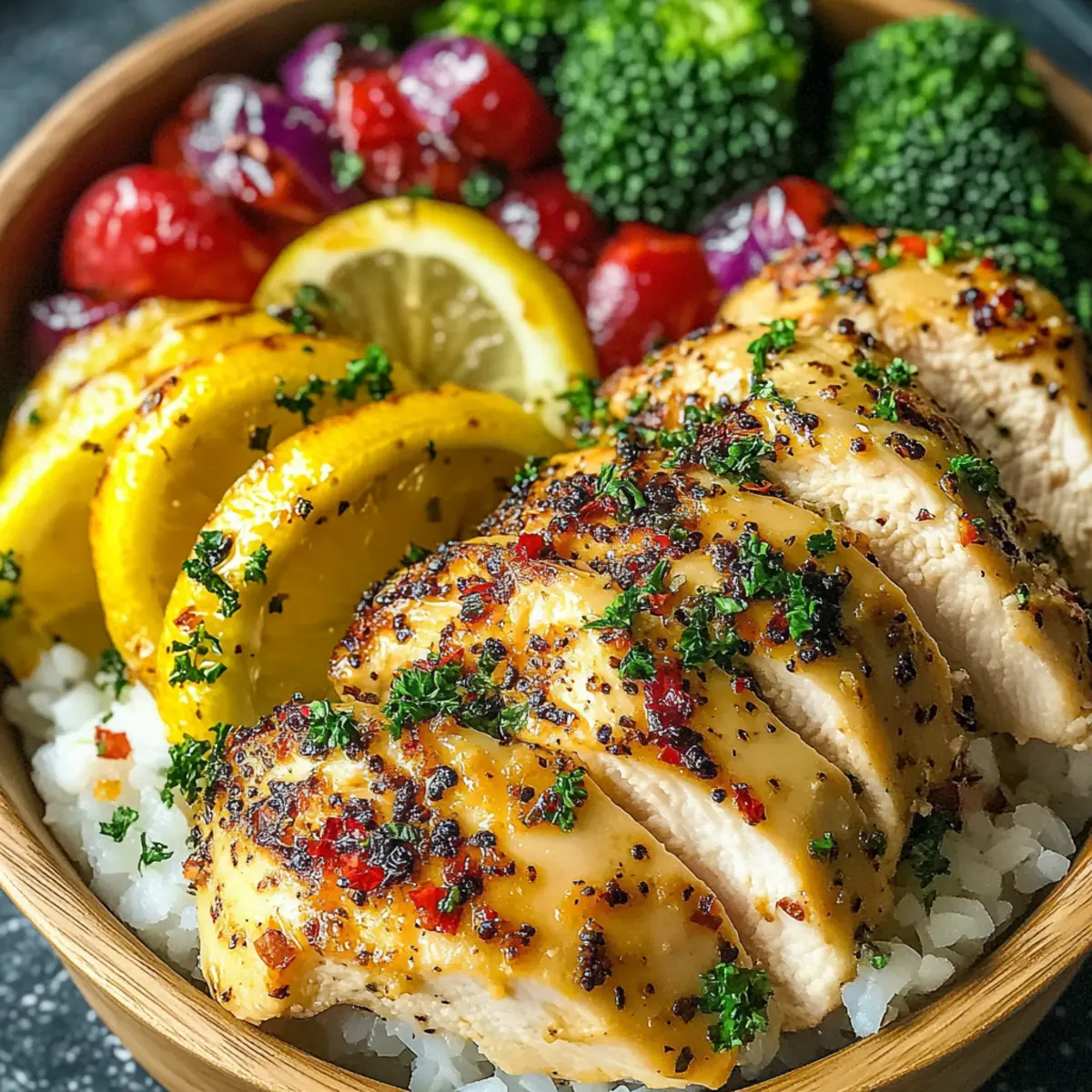Healthy Lemon Garlic Chicken Meal Prep Bowls