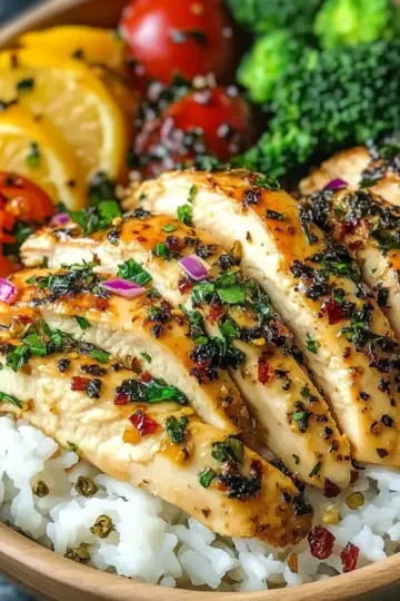 Healthy Lemon Garlic Chicken Meal Prep Bowls