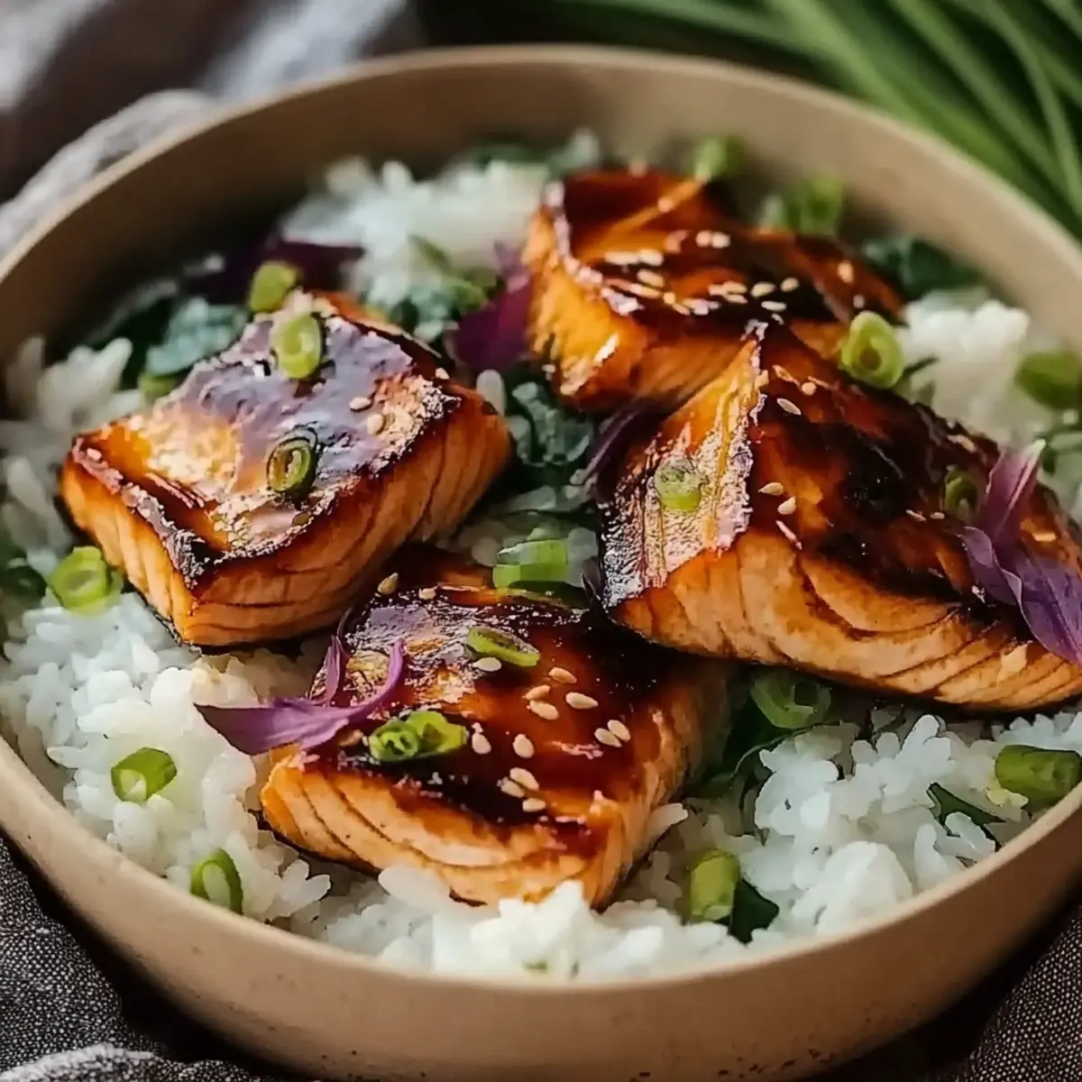 Honey Sriracha Glazed Salmon Bowls