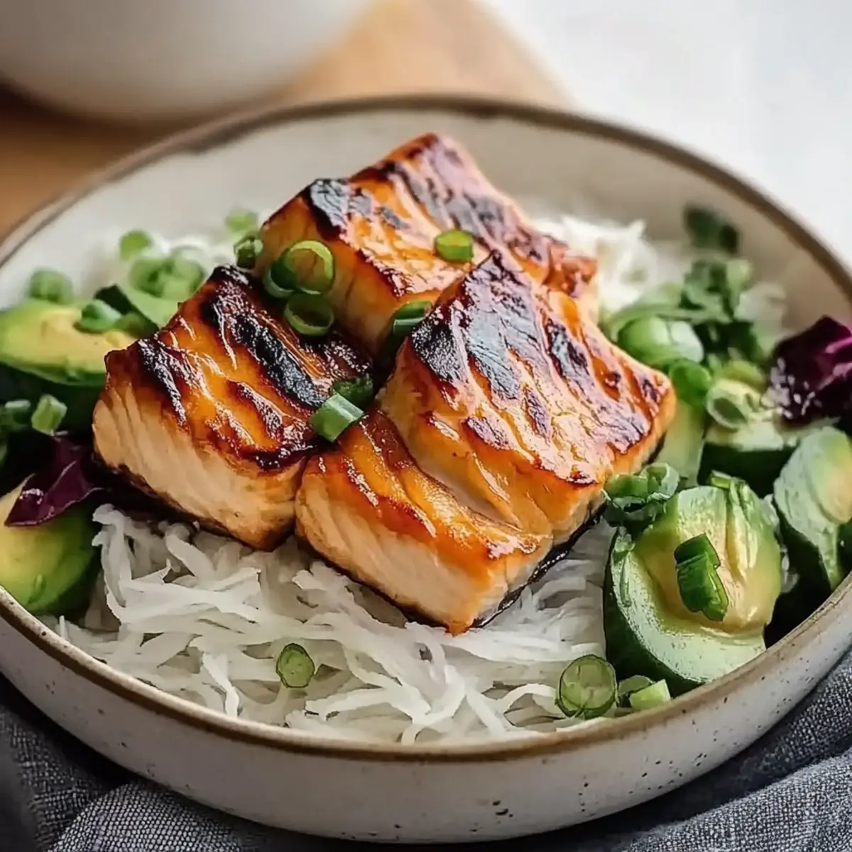 Honey Sriracha Glazed Salmon Bowls