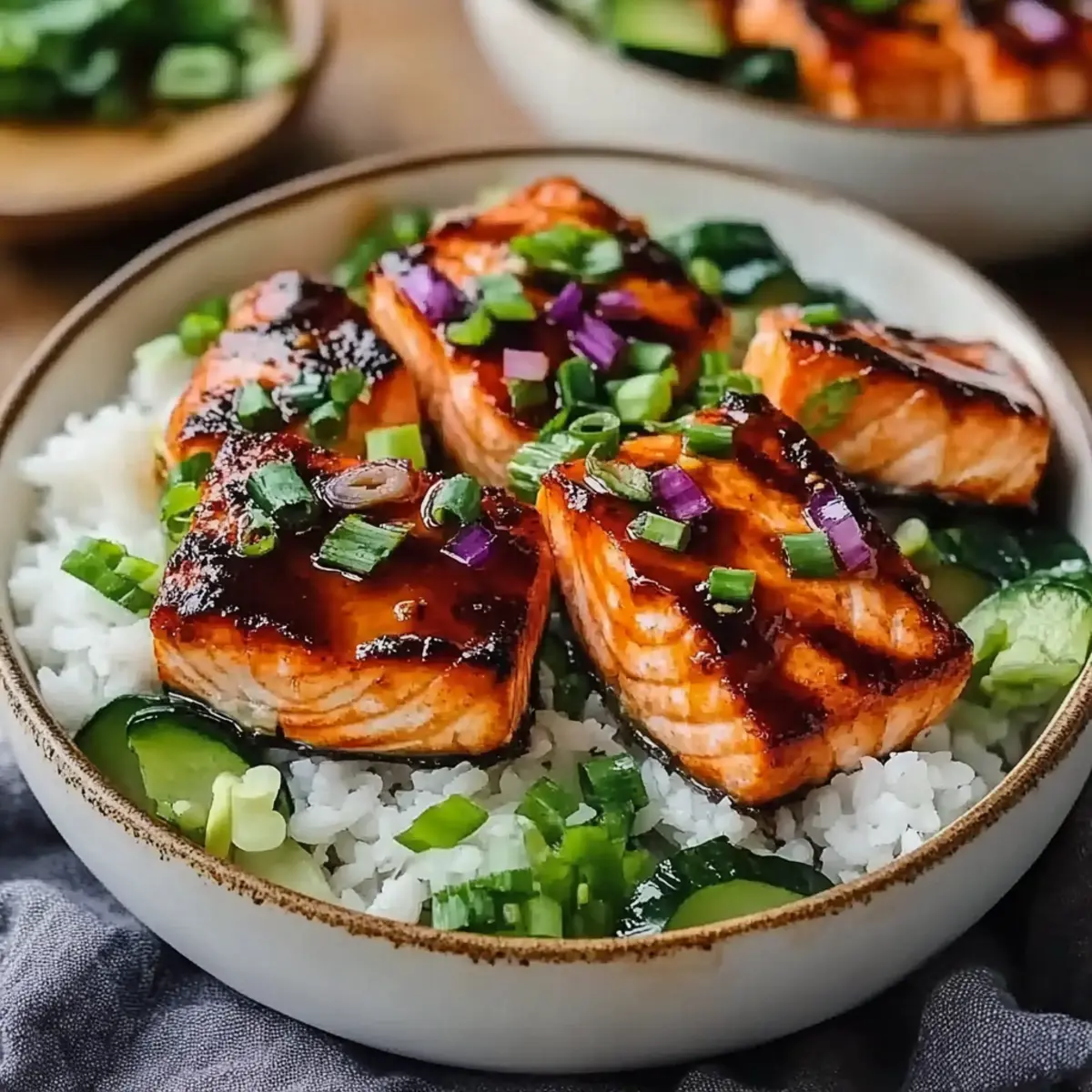 Honey Sriracha Glazed Salmon Bowls