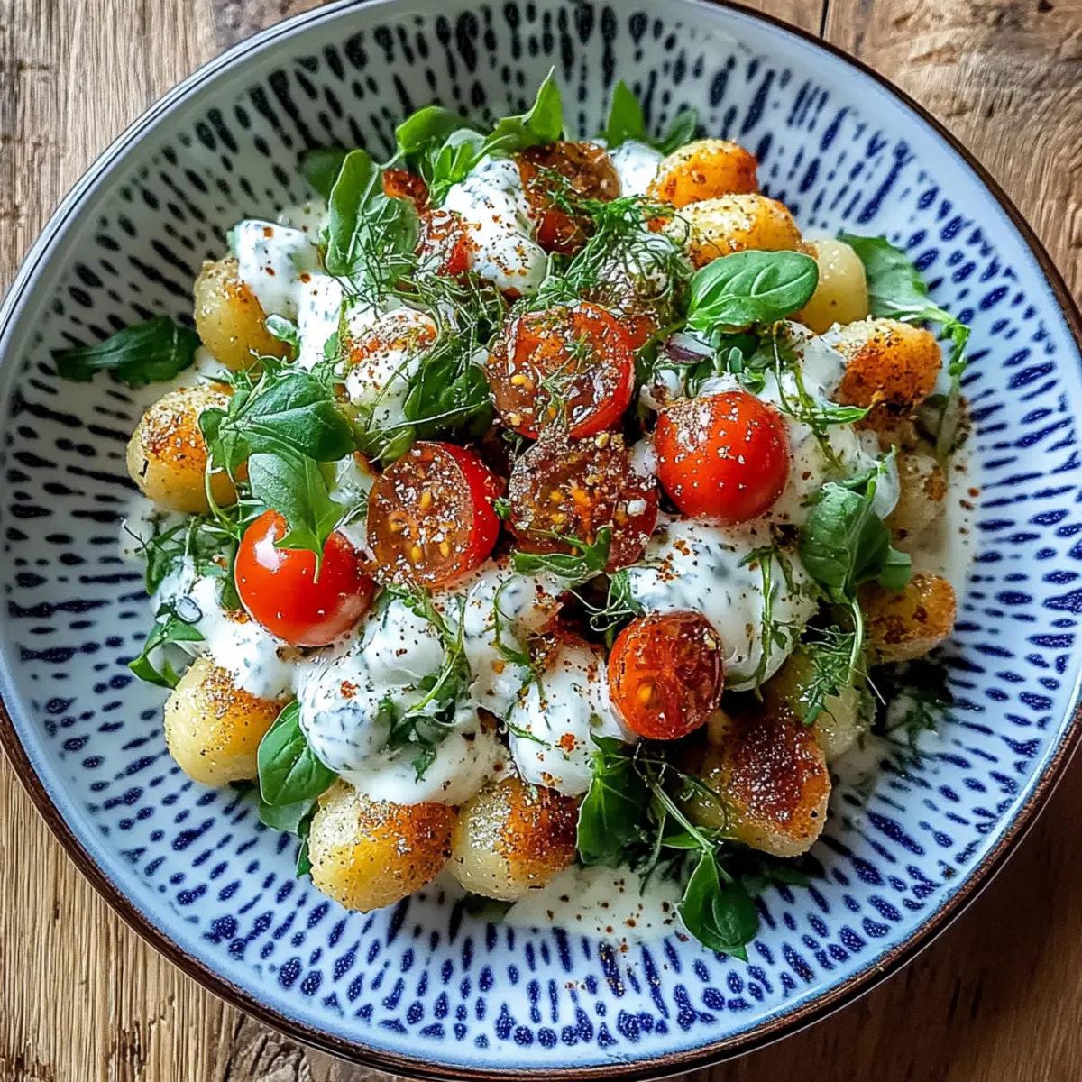 Knuspriger Gnocchi-Salat mit Joghurt-Dressing