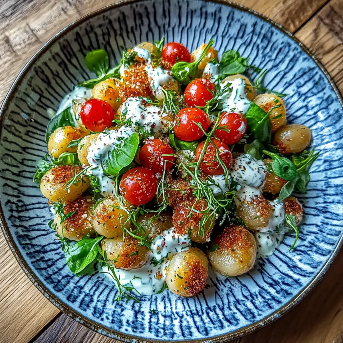 Knuspriger Gnocchi-Salat mit Joghurt-Dressing