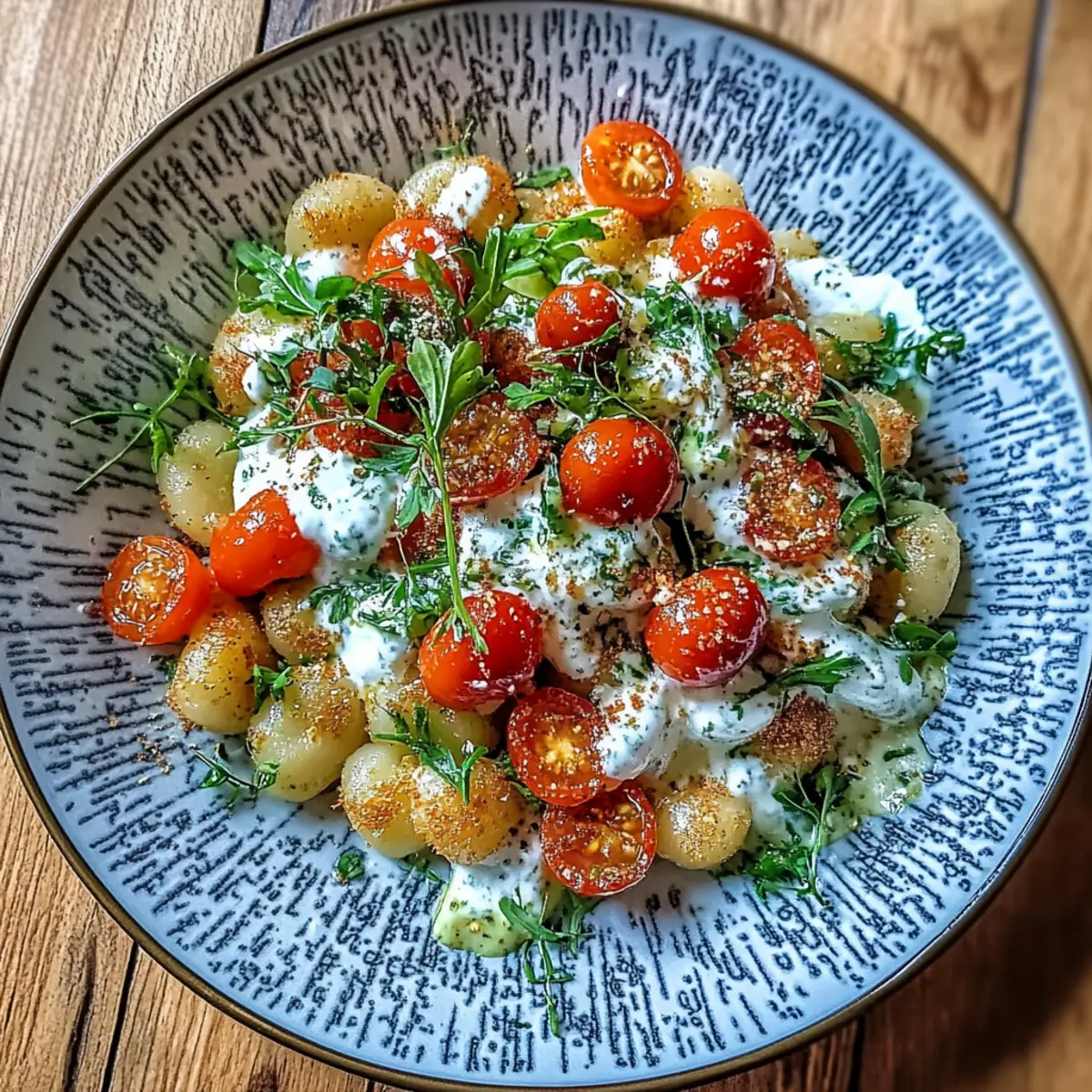 Knuspriger Gnocchi-Salat mit Joghurt-Dressing