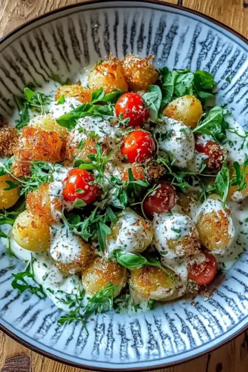 Knuspriger Gnocchi-Salat mit Joghurt-Dressing
