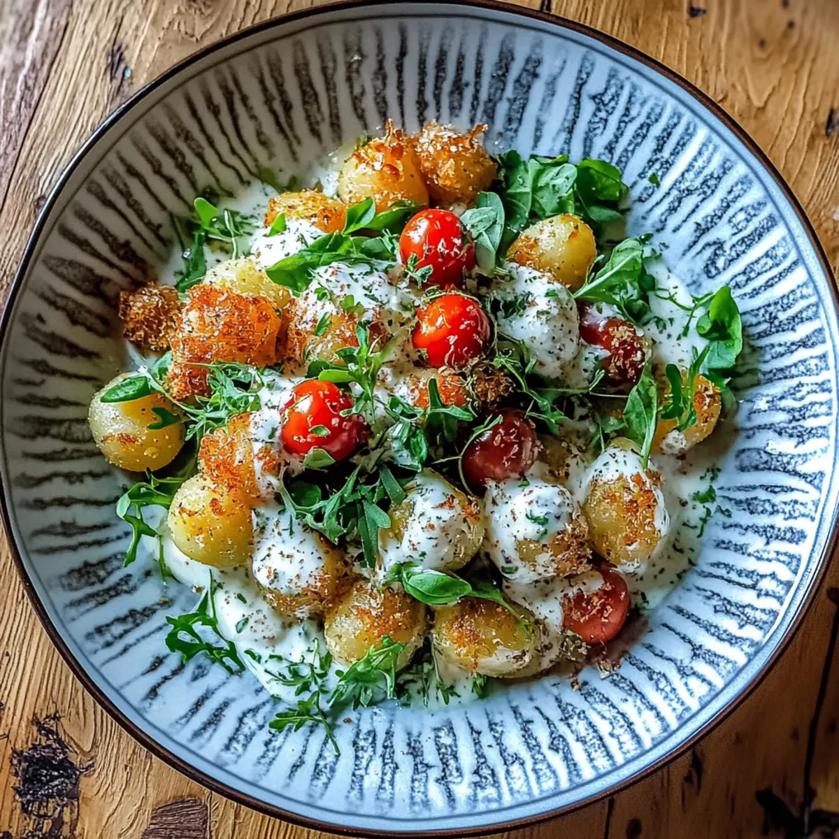 Knuspriger Gnocchi-Salat mit Joghurt-Dressing