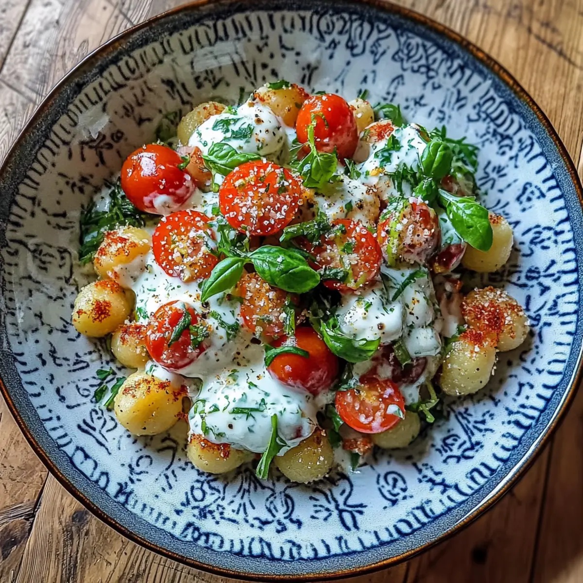 Knuspriger Gnocchi-Salat mit Joghurt-Dressing