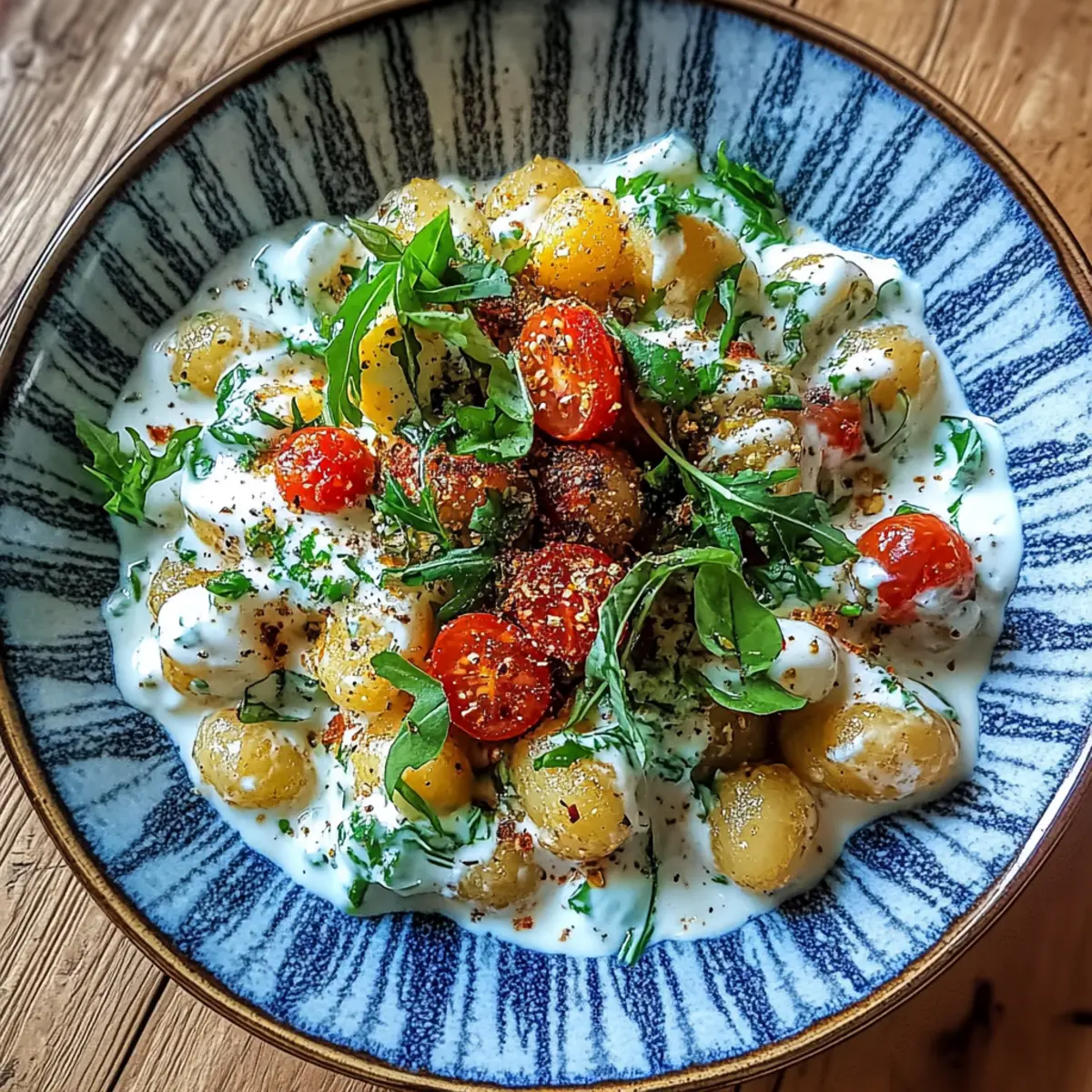 Knuspriger Gnocchi-Salat mit Joghurt-Dressing