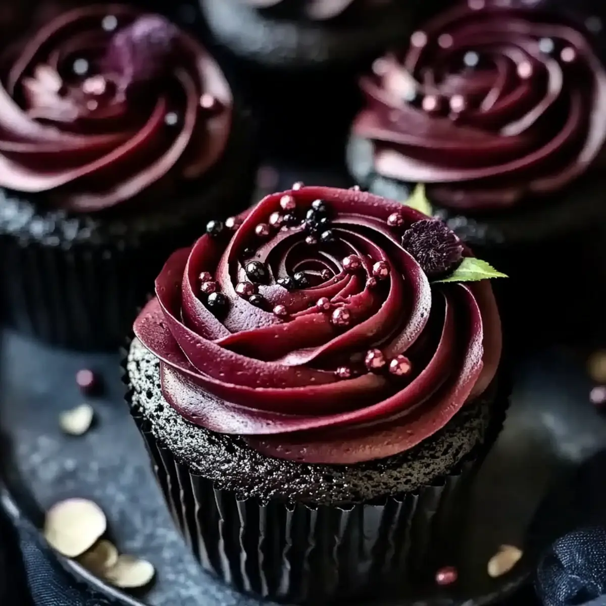 Midnight Rose Garden Cupcakes