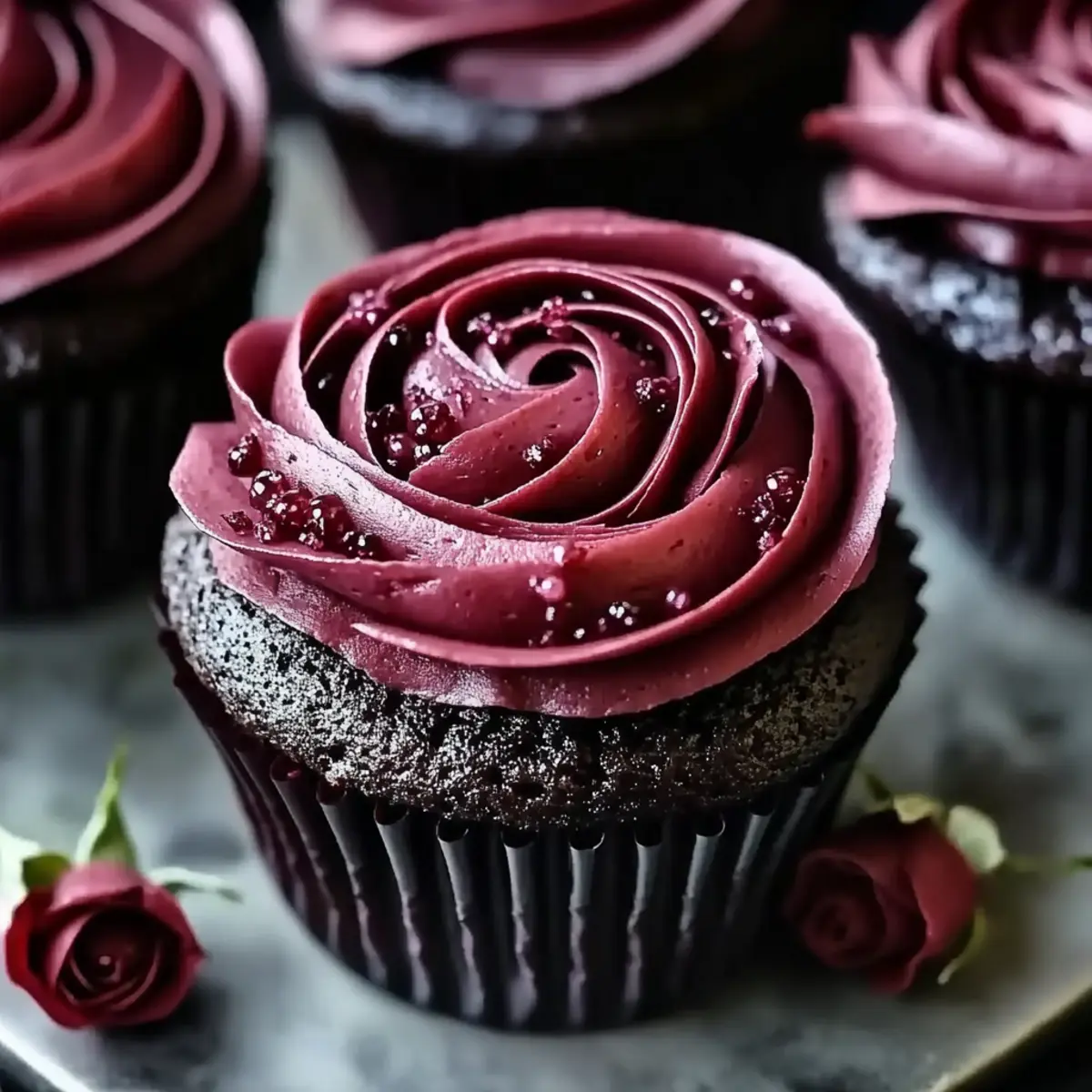 Midnight Rose Garden Cupcakes