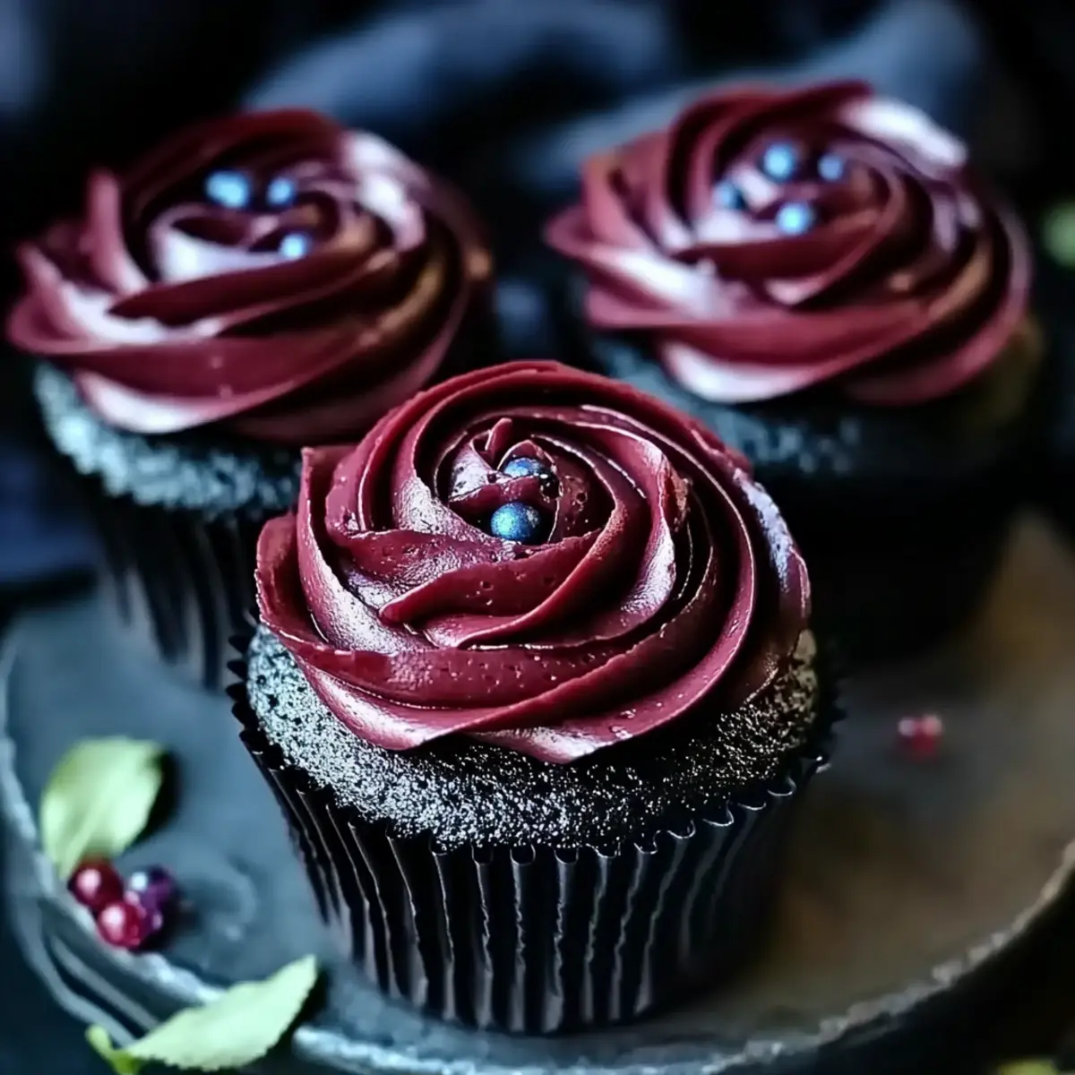 Midnight Rose Garden Cupcakes