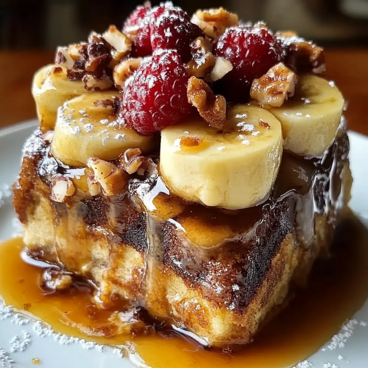 Overnight Baked Banana French Toast Casserole