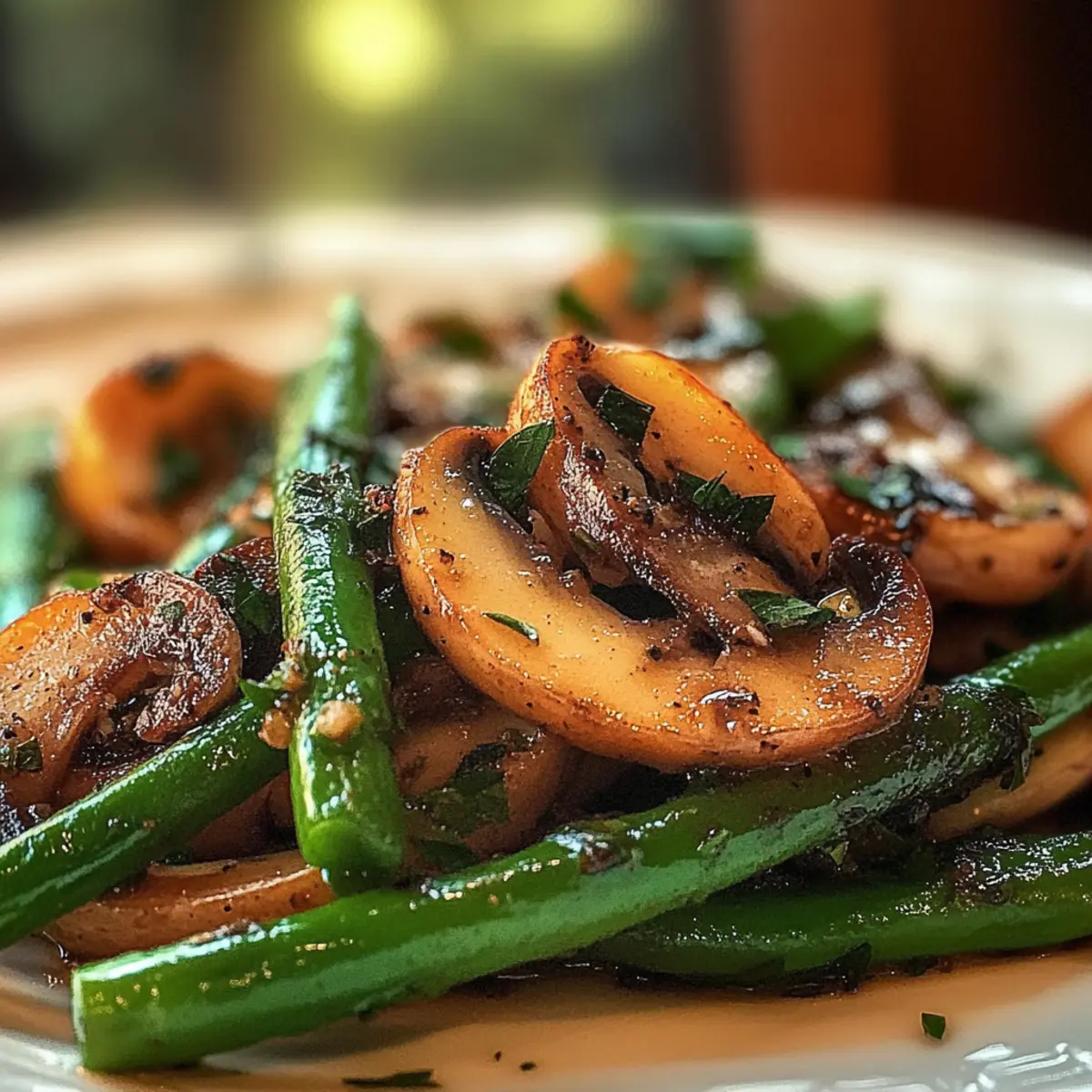 Sautéed Mushrooms and Green Beans