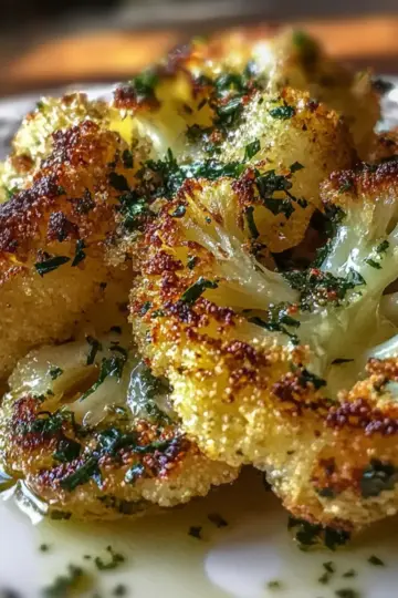 Savory Roasted Cauliflower with Parmesan and Pesto