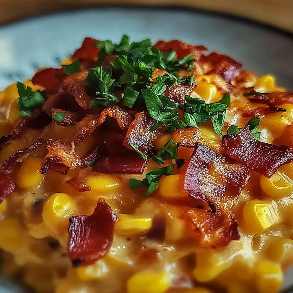 Slow Cooker Cheddar Corn with Bacon