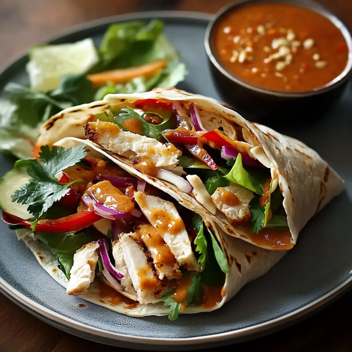 Thai Peanut Chicken Wraps