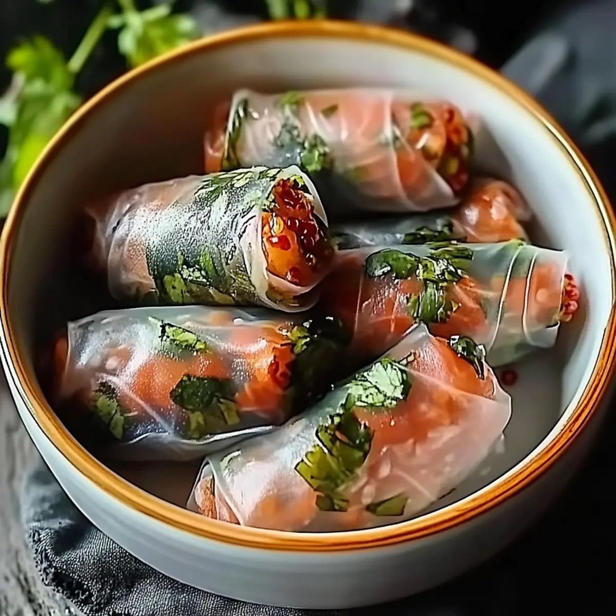Vietnamese Baked Salmon Spring Rolls