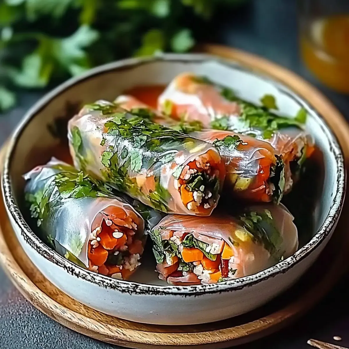 Vietnamese Baked Salmon Spring Rolls