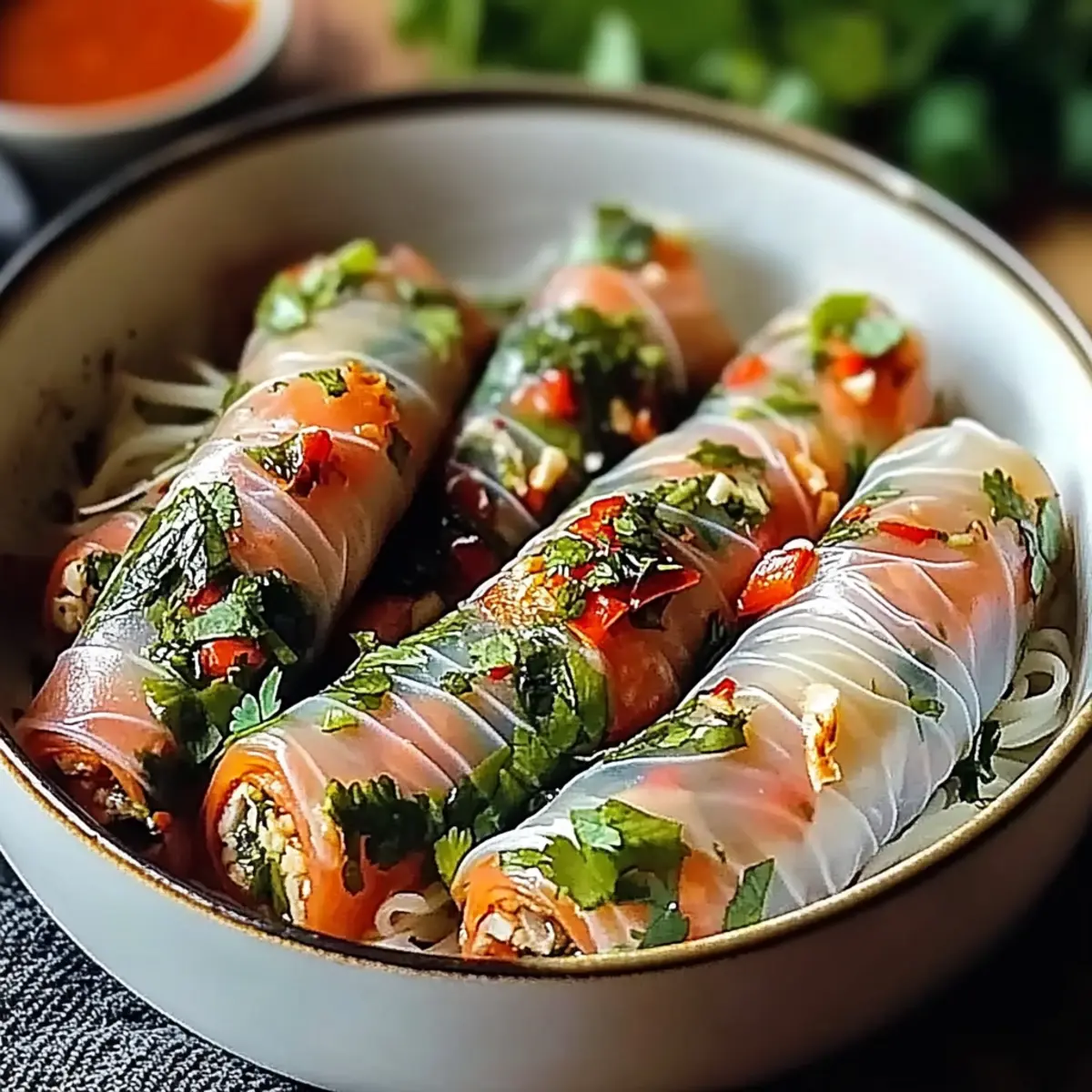 Vietnamese Baked Salmon Spring Rolls