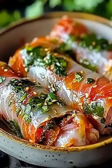 Vietnamese Baked Salmon Spring Rolls