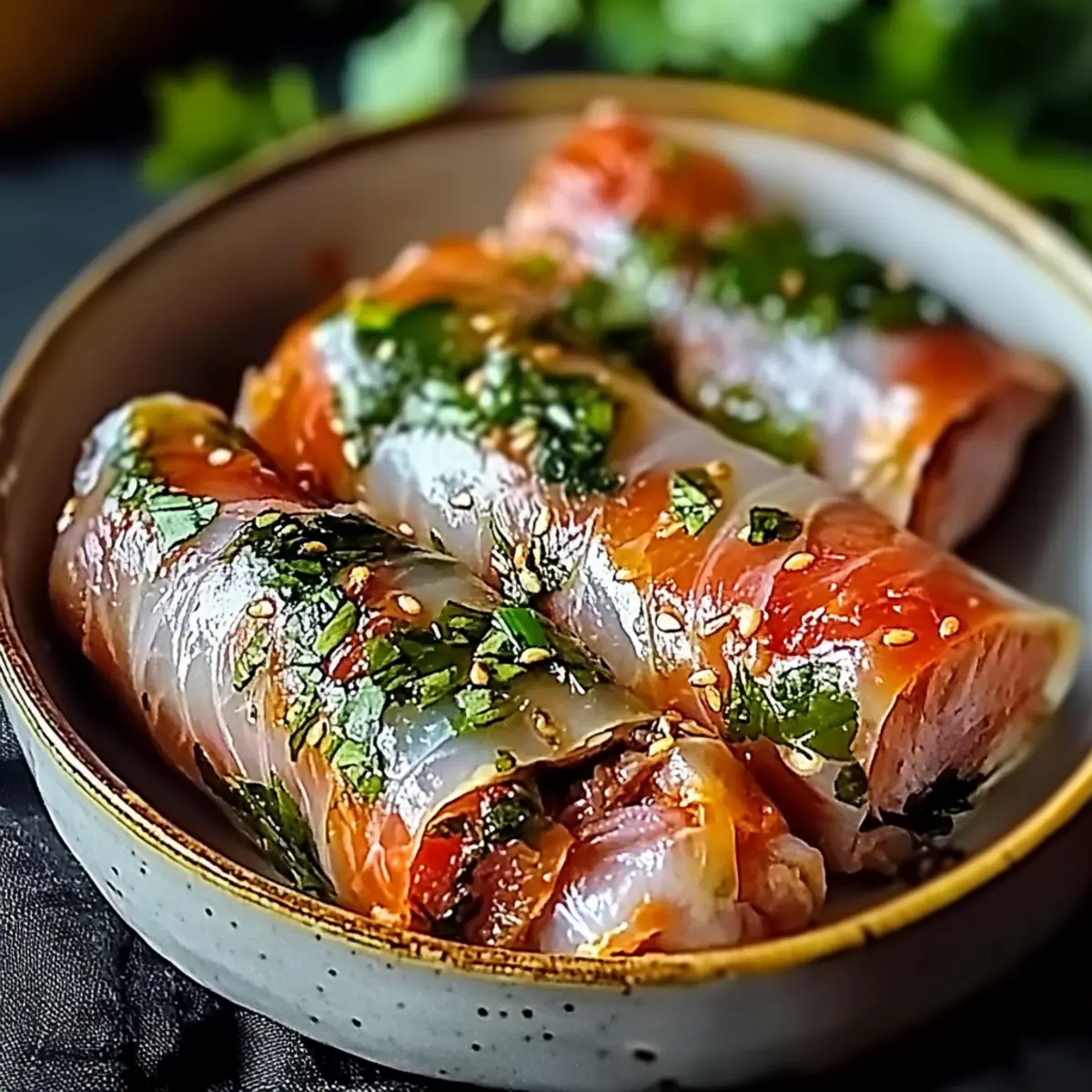 Vietnamese Baked Salmon Spring Rolls
