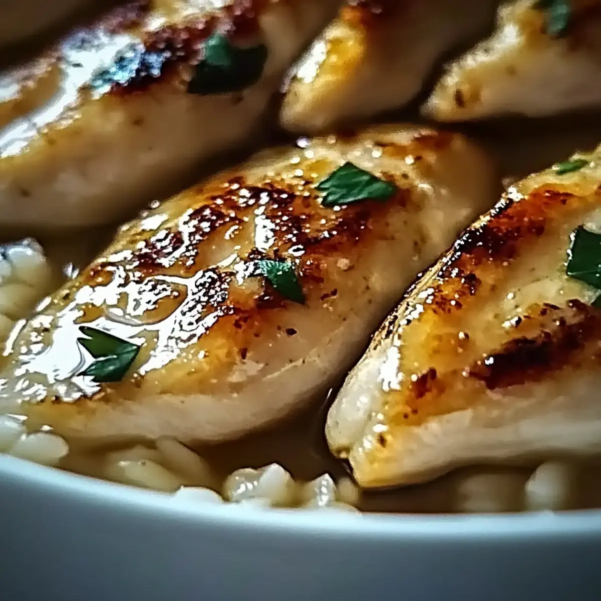 Chicken Scampi with Garlic Parmesan Rice