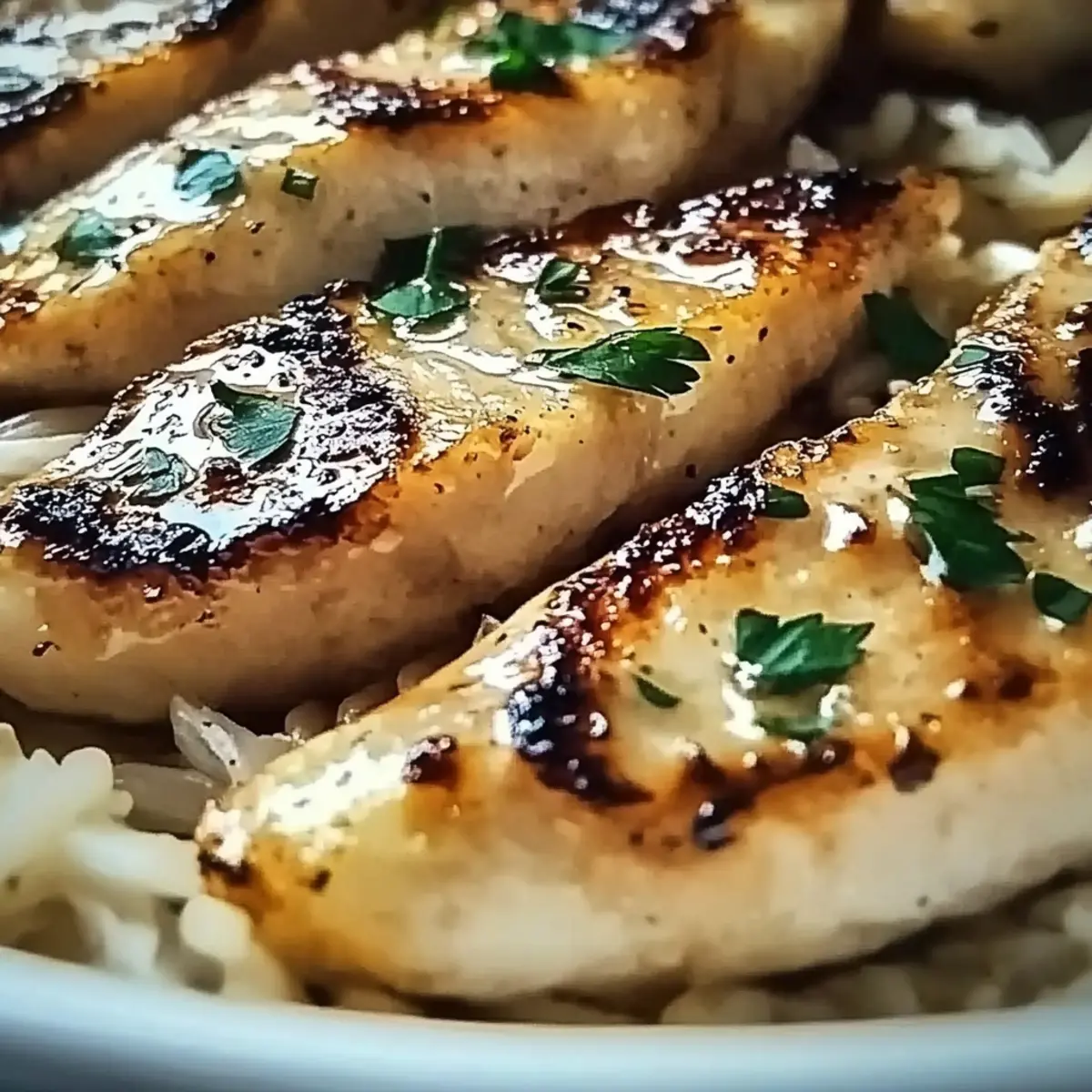 Chicken Scampi with Garlic Parmesan Rice