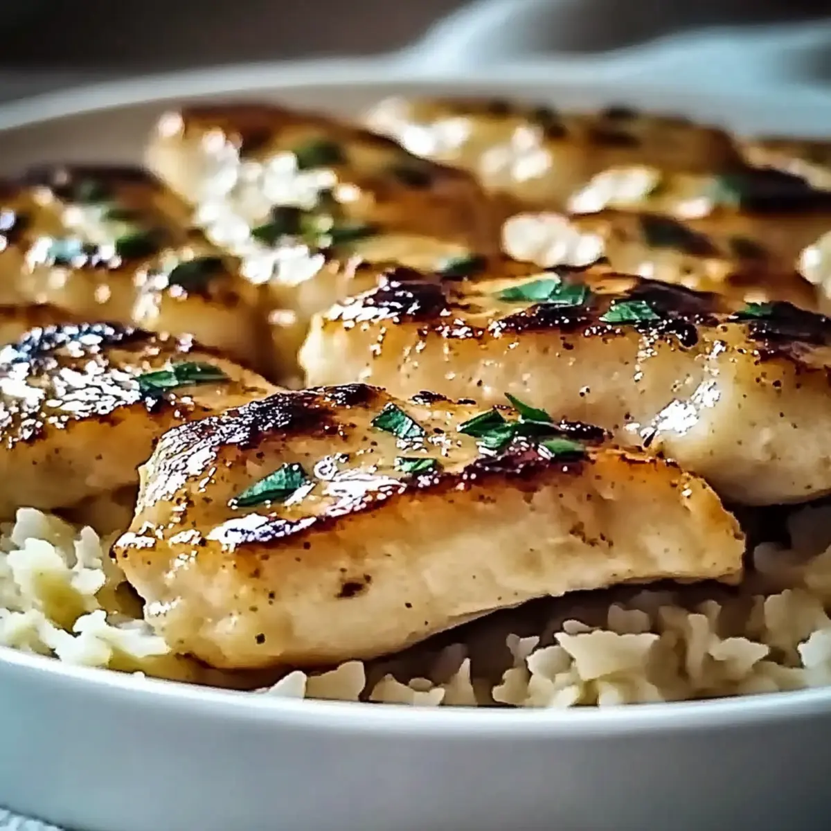 Chicken Scampi with Garlic Parmesan Rice