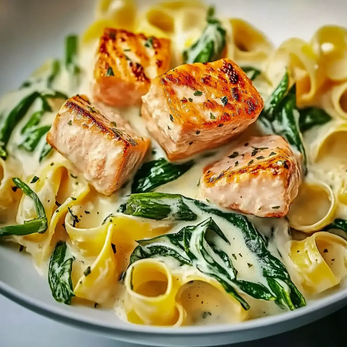 Creamy Salmon Spinach Pasta