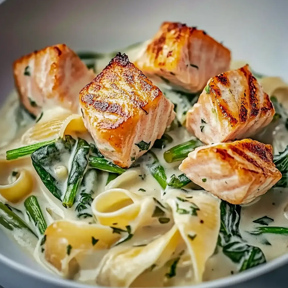 Creamy Salmon Spinach Pasta