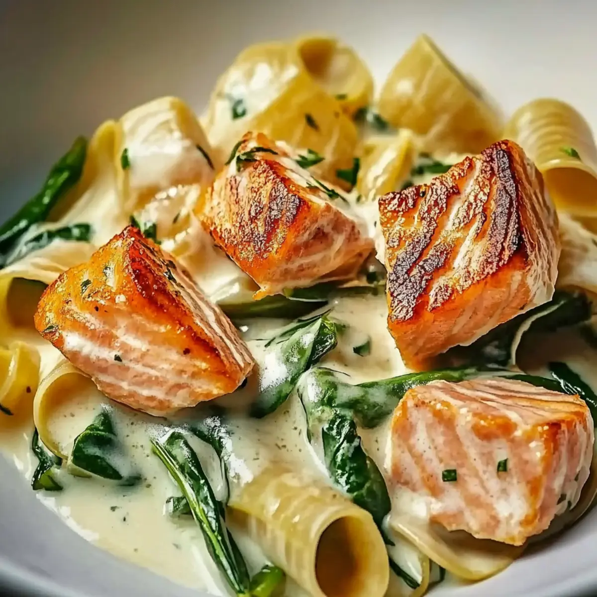 Creamy Salmon Spinach Pasta