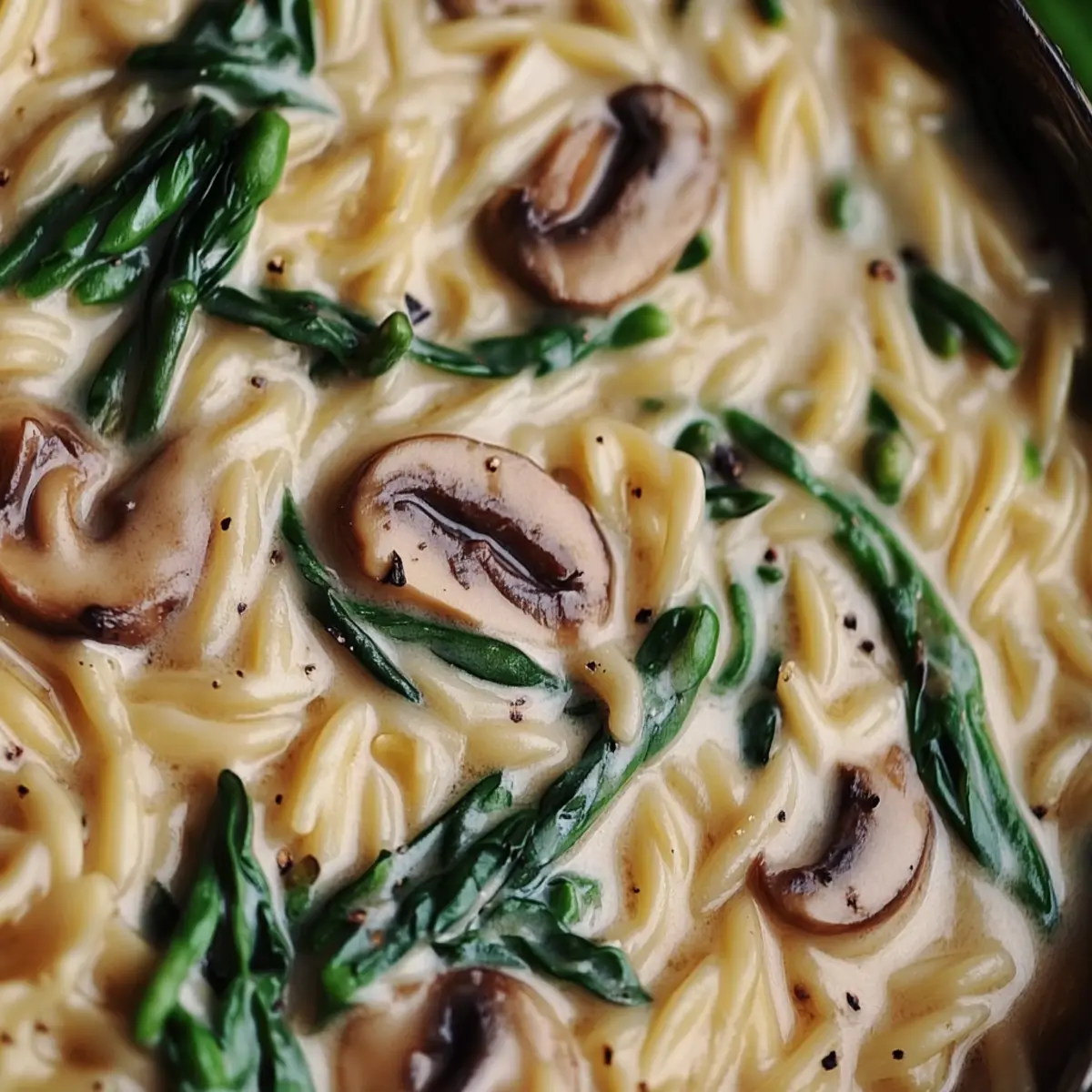 Creamy Spinach and Mushroom Orzo