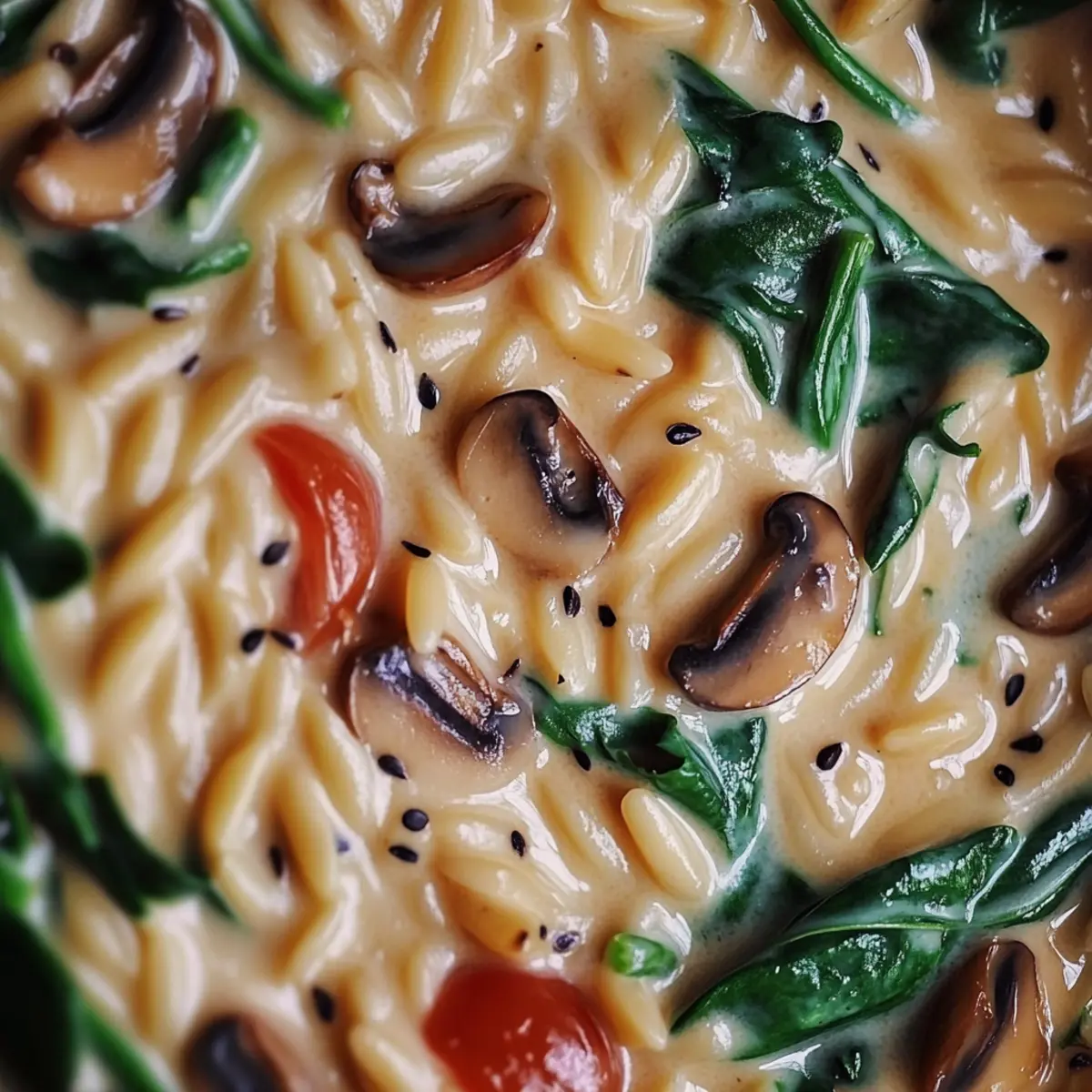 Creamy Spinach and Mushroom Orzo