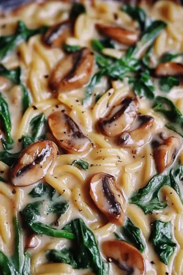 Creamy Spinach and Mushroom Orzo