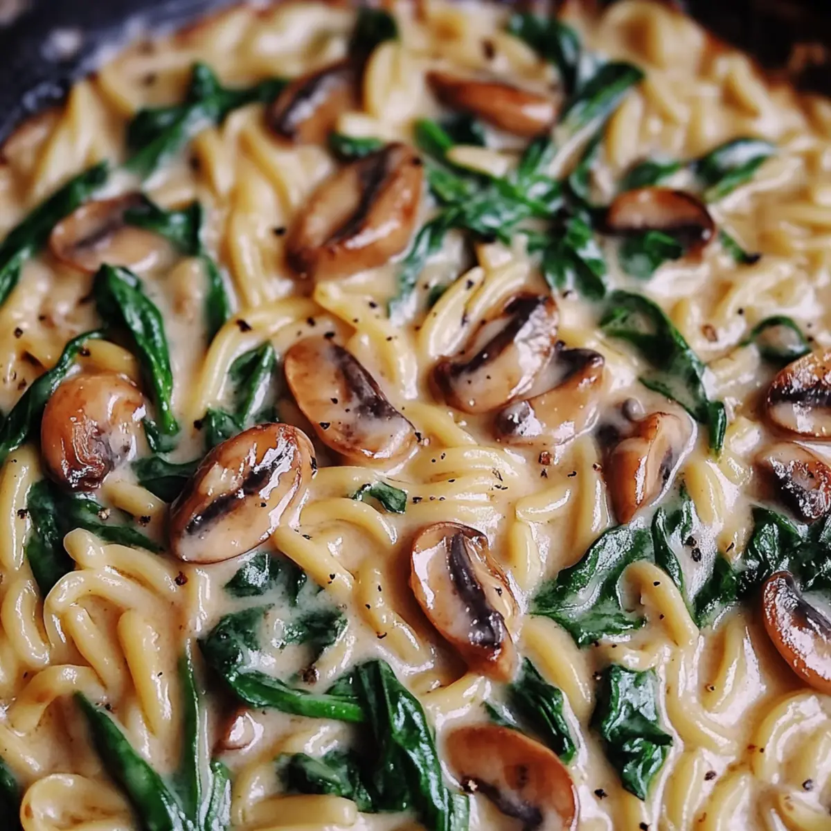 Creamy Spinach and Mushroom Orzo