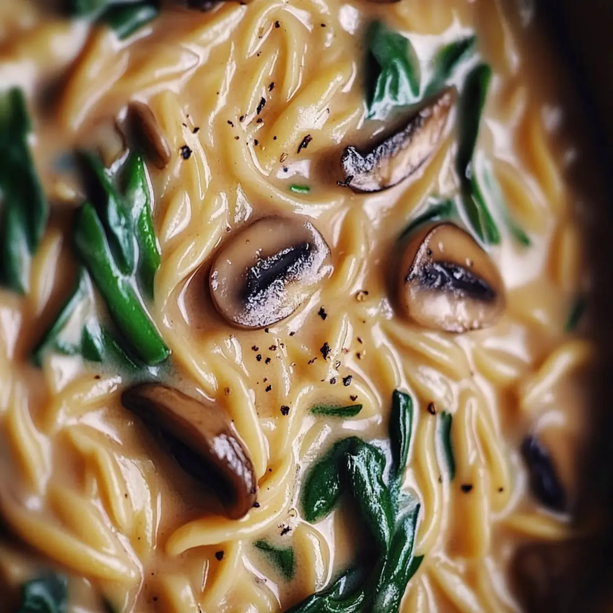 Creamy Spinach and Mushroom Orzo